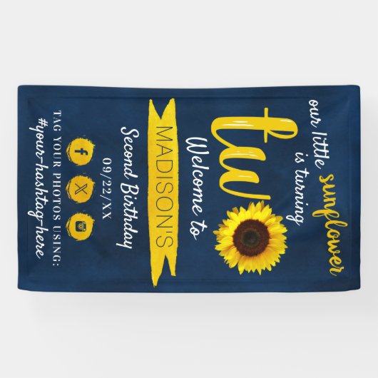 リトルヒマワリ2nd誕生日パーティーへようこそ 横断幕 (横)