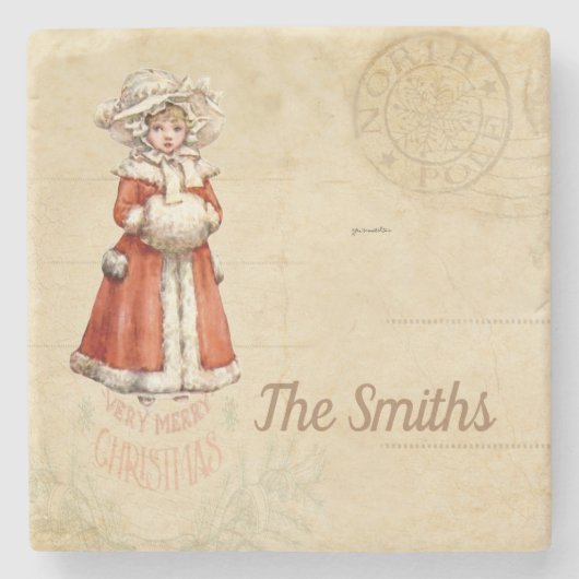 リトルビクトリアンカロラーカスタムクリスマス ストーンコースター (正面)