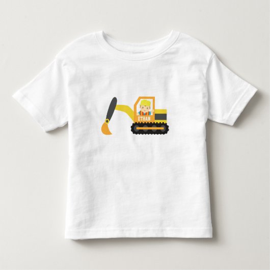 リトルビルダーボーイショベル建築車 トドラーTシャツ (正面)