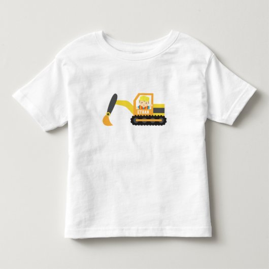 リトルビルダーボーイ 掘削機 建設車両 トドラーTシャツ (正面)