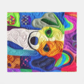 リトルビーグルパピーキルトライクデザイン フリースブランケット (正面(横))