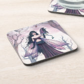 リトルビーストパープルフェアリー&ドラゴンファンタジーアート コースター (左側)