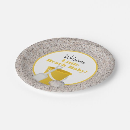 リトルビーチベビーショベルとペール赤ちゃんシャワー ペーパープレート (アングル)