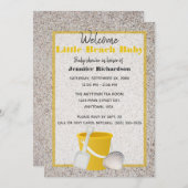 リトルビーチベビーショベルとペール赤ちゃんシャワー 招待状 (正面/裏面)