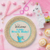 リトルビーチベビーティール(緑がかった色)バケツとショベルベビーシャワー ペーパープレート (パーティー)