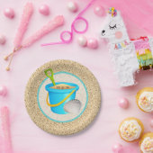 リトルビーチベビーティール（緑がかった色）バケツとショベルベビーシャワー ペーパープレート (パーティー)