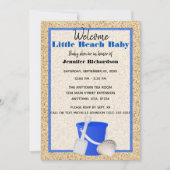 リトルビーチベビーブルーサンドペイルベビーシャワー 招待状 (正面)