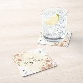 リトルビーハニーボホワイルドフラワーベビーシャワー スクエアペーパーコースター (インサイチュ)