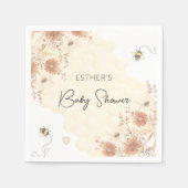 リトルビーハニーボホワイルドフラワーベビーシャワー スタンダードカクテルナプキン (正面)