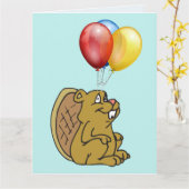 リトルビーバー面白い誕生日カード カード (黄色い花)