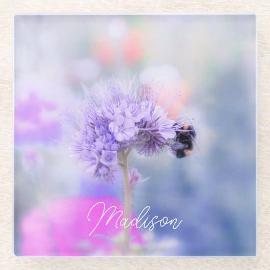 リトルビーパーソナライズされた ガラスコースター (正面)