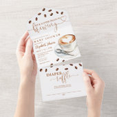 リトルビーンブリューワー コーヒー ベイビー シャワー オールインワン招待状 (貼ってはがせる)