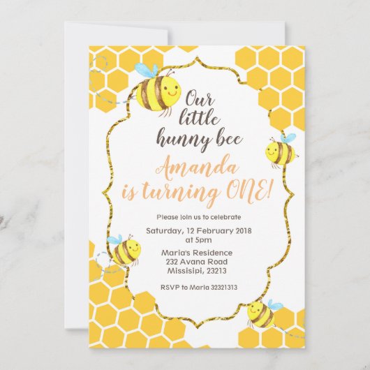 リトルビー1歳の招待状 招待状 (正面)