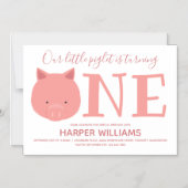 リトルピグレットワンアニマルファースト誕生日 マグネット招待状 (正面)