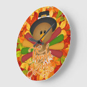 リトルピルグリムトルコ感謝祭 ラージ壁時計 (傾斜)
