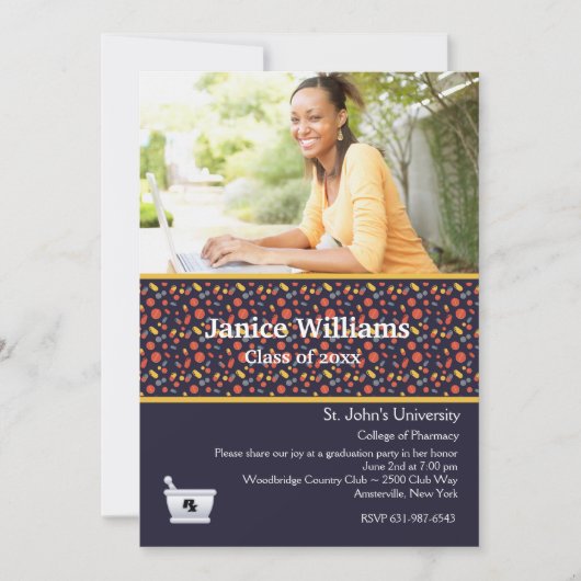 リトルピルズ薬局写真卒業招待状 招待状 (正面)