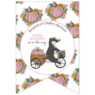 リトルピンクのカボチャ女の子の赤ちゃんシャワー バンティングフラッグ