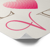 リトルピンクのハート赤い灰色の背景を愛する ポスター (角)