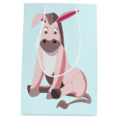 リトルピンクのロバ – あなたの色を追加/文字 ミディアムペーパーバッグ (裏面)