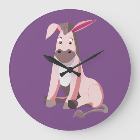 リトルピンクのロバ ラージ壁時計 (正面)