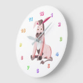 リトルピンクのロバ- ラージ壁時計 (傾斜)