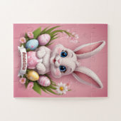 リトルピンクイースターバニーパーソナライズされたガール ジグソーパズル (横)