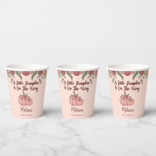 リトルピンクカボチャ赤ちゃんシャワー 紙コップ (複数)