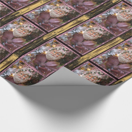 リトルピンクサンタガラ30" x 6' ラッピングペーパー (角)