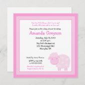 リトルピンクシープファーム5x5ベビーシャワー招待状 招待状 (正面/裏面)