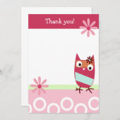 リトルピンクツタノフクロウ平お礼 ノートカード (正面/裏面)