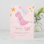 リトルピンクディノの最初の誕生日 招待状 (スタンド正面)