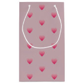 リトルピンクハートパターンの赤面背景 スモールペーパーバッグ (裏面)