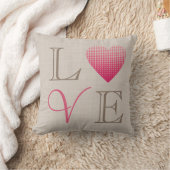 リトルピンクハートラブレッドグレーリネンプリント クッション (ブランケット)