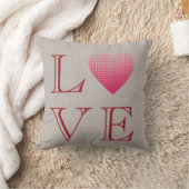 リトルピンクハートラブレッドグレーリネンプリント クッション (ブランケット)