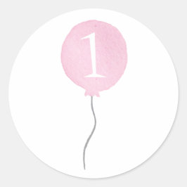 リトルピンクバルーン誕生日番号シール ラウンドシール