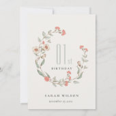 リトルピンクフラワーフォトベビーガール誕生日招待状 サンキューカード (裏面)