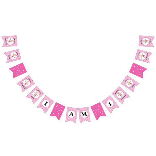 リトルピンクプリンセス誕生日バナー バンティングフラッグ (全)