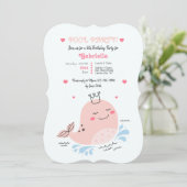 リトルピンクホエールプール誕生日パーティー 招待状 (スタンド正面)