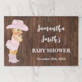 リトルピンク女性のカーボーイベビーシャワーティアウェイランチョンマット ペーパーパッド (正面)