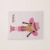 リトルピンク女性のカーボーイ ジグソーパズル (横)