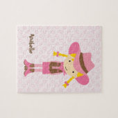 リトルピンク女性のカーボーイ{ブロンド} ジグソーパズル (横)