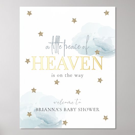 リトルピース天国ブルーボーイベビーシャワーへようこそ 箔ポスター (正面)