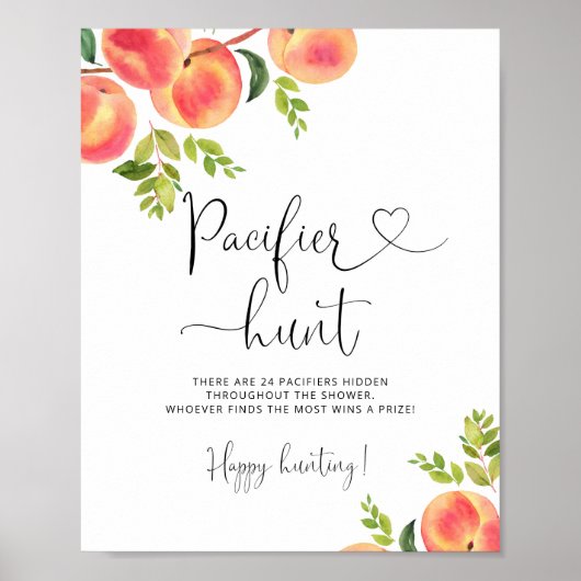 リトルピーチおしゃぶり狩りベビーシャワーゲームポスター ポスター (正面)