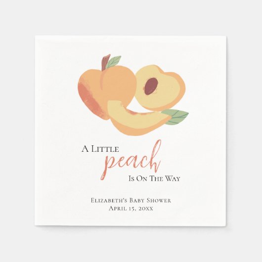 リトルピーチがやってくる ベビーシャワー かわいい スタンダードカクテルナプキン (正面)