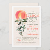 リトルピーチが途中ピーチベビーシャワー 招待状 (正面/裏面)