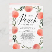 リトルピーチウォーターカラーベビーシャワーバイメール 招待状 (正面/裏面)