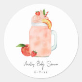 リトルピーチフルーツスムージー女の子ベビーシャワー ラウンドシール (正面)