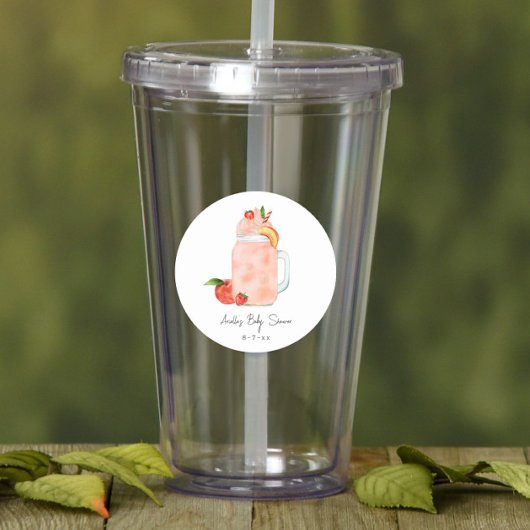 リトルピーチフルーツスムージー女の子ベビーシャワー ラウンドシール