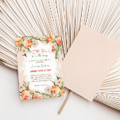 リトルピーチフローラピンクサマーベビーガールシャワー 招待状