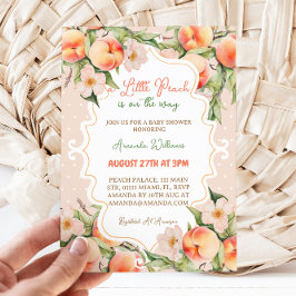 リトルピーチフローラピンクサマーベビーガールシャワー 招待状